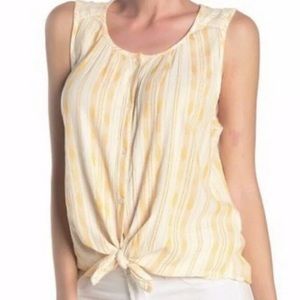 Lucky Brand Sleeveless Top Stripe Tie Front S M
